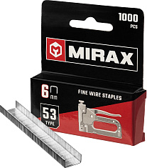 MIRAX скобы тип 53 (A/10/JT21), 6 мм, калибр 23GA. 1000 шт (3153-06)