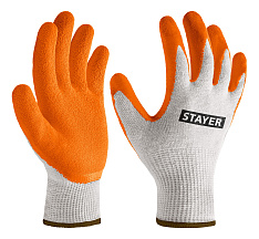 STAYER ULTRA, L-XL, х/б перчатки с рельефным латексным покрытием, противоскользящие (11403-XL)
