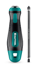 KRAFTOOL Universal-12, PH 0-1-2-3-4, PZ 1-2-3-4, SL 5, 6, 8 мм, 12-в-1, универсальная переставная отвертка с двусторонним стержнем (26168)